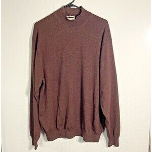 Alfani Men Merino Wool Sweater New XXL Brown Long Sleeves Crew Neck Pullover